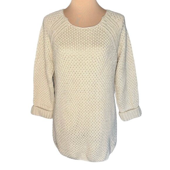 NWT Anthropologie Dex Chunky Sweater Sz.L Cream Wool Blend  Coastal Fisherman - Picture 1 of 11